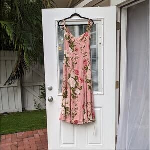 Reformation Nadira Garden Rose Floral Pink Midi Dress, Size 8